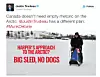 Trudeau criticizes Harper’s Arctic policy on Twitter, calling his approach “Big sled, no dogs.” (Source: Twitter screenshot)