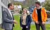 Barne- og familieminister Kjell Ingolf Ropstad (KrF) møtte Marthe Øijord (17) fra Meløy og Max Gårdvik Hoffman (18) fra Nesna møtte i Svolvær for å snakket om ungdomspanelet arbeid med Nordområdemeldingen. (Foto: Utenriksdepartementet)