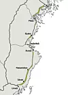 The North Bothnia Line will run from Umeå in the south to Luleå in the north (Illustration: Trafikverket)