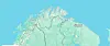 Topographic map showing a northern coastline outlined in black on a pale blue background.