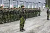Personell ved Norrbottensbrigaden under seremonien.