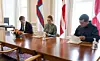 The Faroe Islands’ Prime Minister Bárður á Steig Nielsen, Denmark’s Prime Minister Mette Frederiksen, and Greenland’s Prime Minister Múte B. Egede.