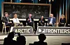 Jan Mostrøm og Frode Nilsen deltok i en paneldebatt om offshore energi og mineraler under Arctic Frontiers. Fra venstre: Jan Mostrøm, Sigrid Ina Simonsen (fylkesråd for kultur og næring i Troms), moderator Stephen Sackur, Ane Lone Bagger (minister i selvstyreregjeingen på Grønland), Forde Nilsen og Ingrid Schjølberg (professor i marin teknikk ved NTNU). (Foto: Terje Mortensen/Arctic Frontiers 2019.)
