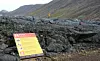 Advarsel usikker lava, Island.