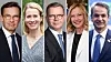 Den finske statsministeren Petteri Orpo (i midten) har invitert EU-ledere til Nord-Finland for drøfting av sikkerhetsspørsmål: (f.v.) Sveriges statsminister Ulf Kristersson, EUs høyrepresentant for utenriks- og sikkerhetspolitikk Kaja Kallas, Italias statsminister Giorgia Meloni og Hellas’ statsminister Kyriakos Mitsotakis. (Fotokollasj: Finlands regjering)