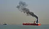 Cargo ship emitting black carbon