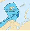 The little dark blue triangle to the east of the Svalbard fisheries protection zone and the Norwegian economic zone constitutes the so-called ‘loophole’. (Photo: Wikipedia)