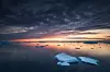 Ice floes in the Arctic Ocean on the west side of Greenland