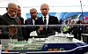Russian President Vladimir Putin, Indian Prime Minister Narendra Modi, and Rosneft CEO and Chairman Igor Sechin at the Zvezda Shipyard in Bolshoi Kamen, Russia.