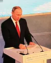 Vladimir Putin at the lectern in Arkhangelsk. In addition to discussing Arctic issues, he also took the opportunity to publicly deny claims of involvement in the American elections. (Photo: Arne O. Holm)