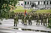Oppstilling ved Porsangmoen leir under markeringen av opprettelsen av Finnmarksbrigaden. (Foto: Helene Sofie Thorkildsen/Forsvaret)