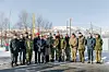Besøkte Storskog grensestasjon, 20 km sørøst fra Kirkenes, på onsdag: Flaggoffiserer fra de sju vestlige arktiske landene og observatørstatene Frankrike, Storbritannia, Tyskland og Nederland i ASFR-formatet, samt representanter for den nordamerikanske luftforsvarskommandoen NORAD, USAs nordlige kommando og Natos Joint Force Command Norfolk. (Foto: Forsvaret)