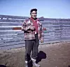 Silas Kangegana, a reindeer herder, in July 1956 near Kidluit Bay or Inuvik in the Northwest Territories. (Rosemary Gilliat Eaton/Library and Archives Canada /e010975322)