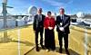 Norges næringsminister Cecilie Myrseth flankert av Italias industriminister Adolfo Urso (t.v.) og viseutenriksminister Edmondo Cirielli besøkte KSAT i Tromsø mandag. Der fikk den italienske delegasjonen en orientering om romvirksomhetens betydning for klima og sikkerhet i Arktis, samt om KSATs samvirke med sentrale italienske romaktører som Telespazio og e-Geos. (Foto: Italias industriministerium)