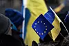 EU and Ukrainian flags